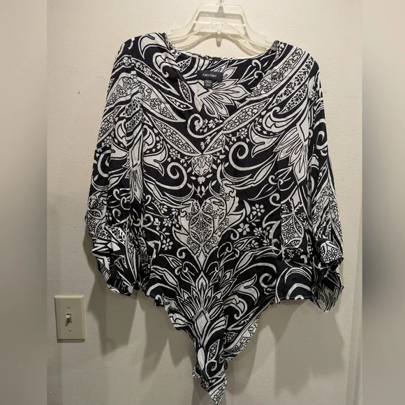 karen Kane Black and White Patterned Blouse Size Xlp - Picture 2 of 6